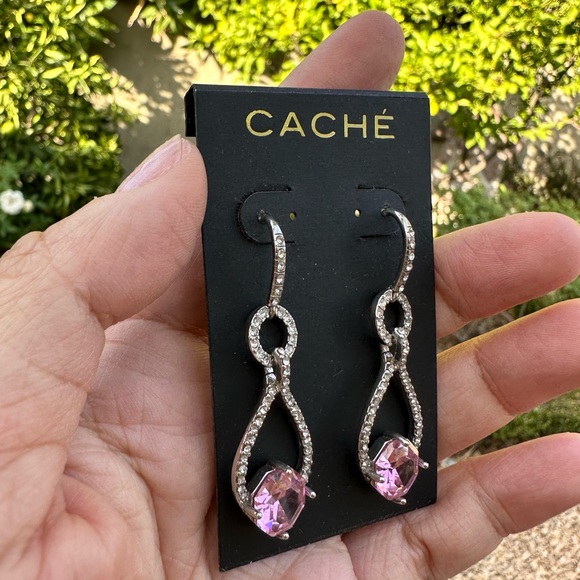 Cache Rhinestone Clear/Pink Earrings - Picture 4 of 4